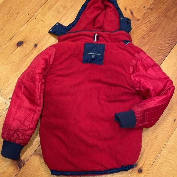 Tommy Hilfiger Winter Puffer Jacket Fleece Lined removable Hood Navy Blue 10/12 - Picture 15 of 15